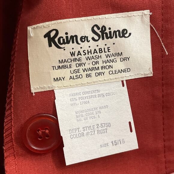 Vintage 1960s DuPont Rain or Shine Raincoat Rust Red Rain Slicker Chore Jacket - Picture 8 of 15